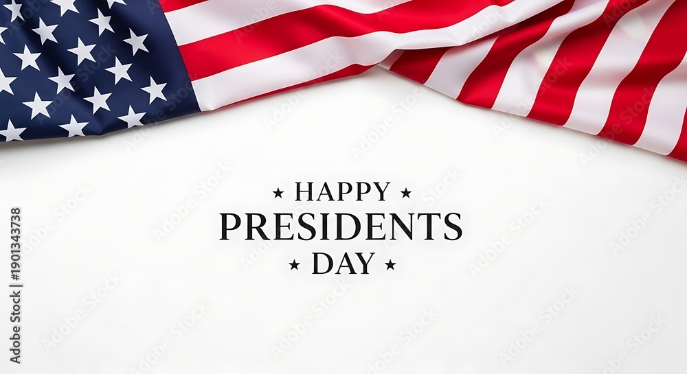 Fototapeta premium Happy presidents day background with american flag and patriotic greeting