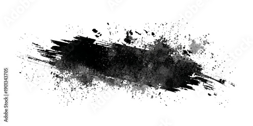 ink brushstroke on white background with visible splashes for watercolor style effect. grunge isolated on white background,