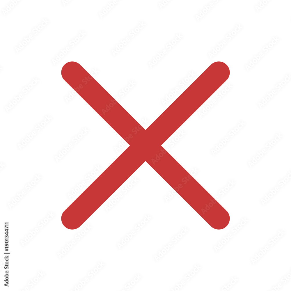 Obraz premium Red cross X mark icon for cancel, close, error and rejection symbol design