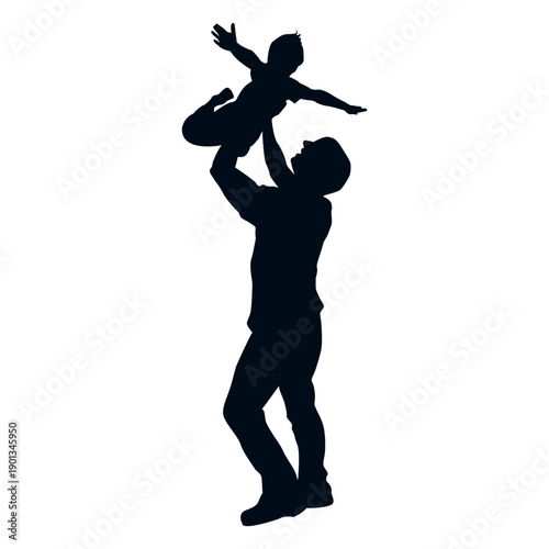 Father throwing child silhouette