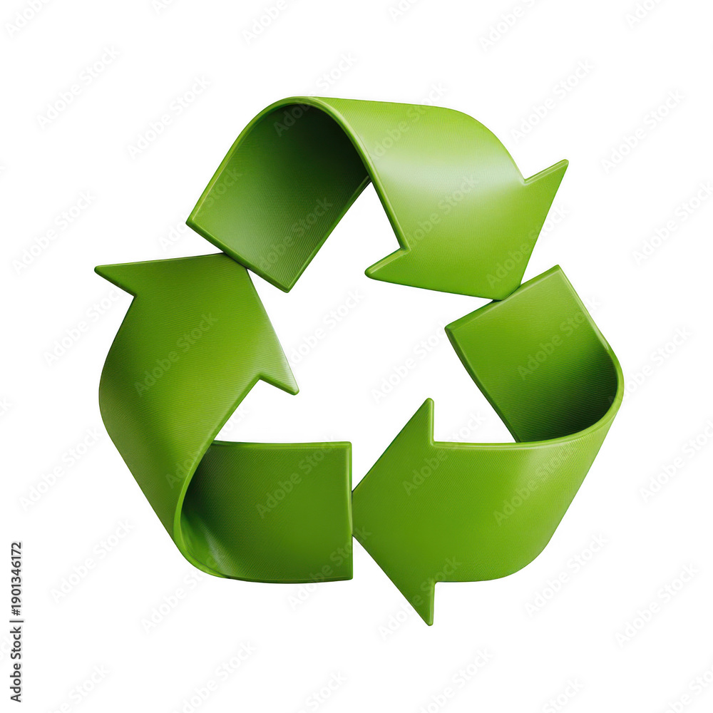Fototapeta premium A vibrant green recycling symbol representing environmental sustainability and reuse efforts. isolated on transparent background