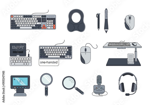 Collection of adaptive and standard computer inputoutput peripherals