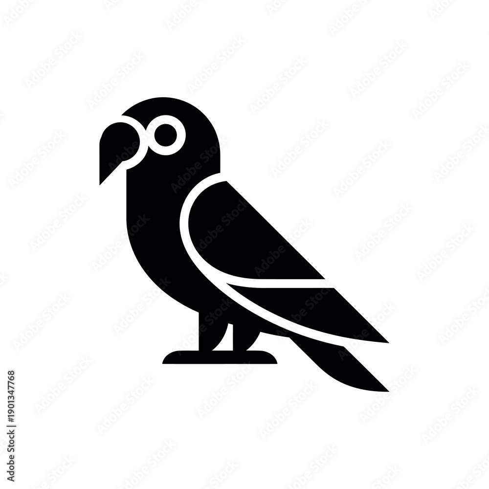 Fototapeta premium Black and white bird with outlined details silhouette