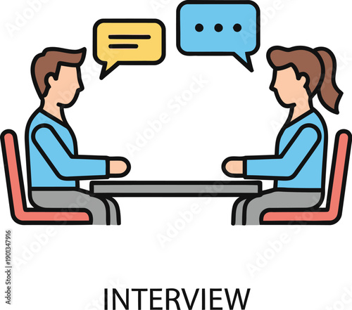 Job Interview Icons: Two People Talking