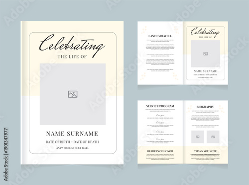 Celebrating the Life Funeral Program Template | Elegant Memorial Brochure | Printable Obituary Design