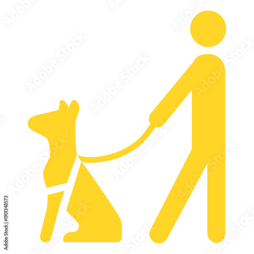 Blind dog person stick cane detailed silhouette
