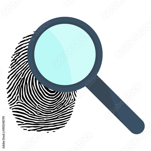 Magnifying glass loupe fingerprint illustration