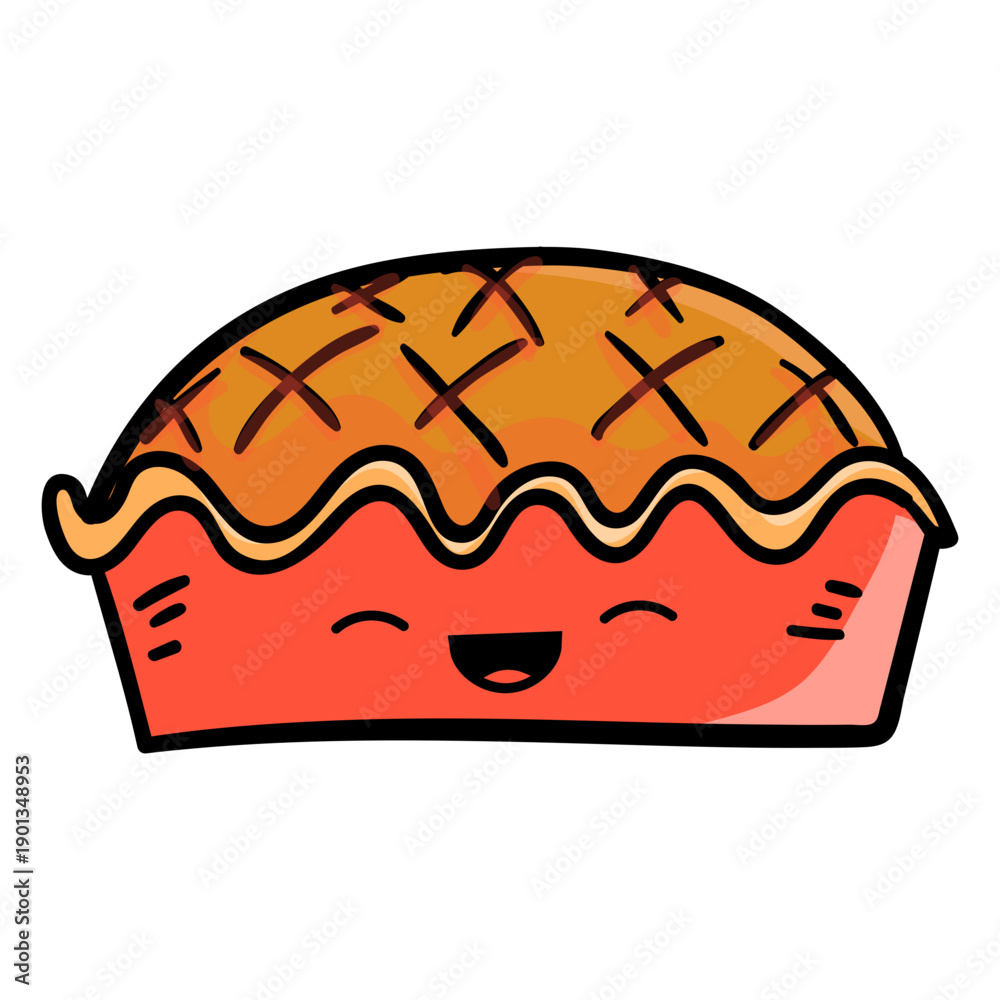 Fototapeta premium Thanksgiving pie cartoon icon
