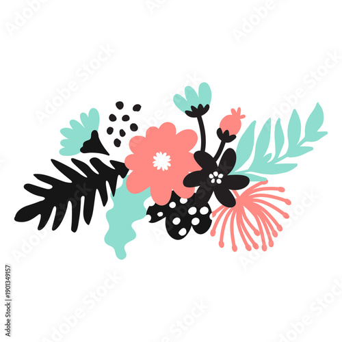 Flower petal bud pollen leaf stem flat