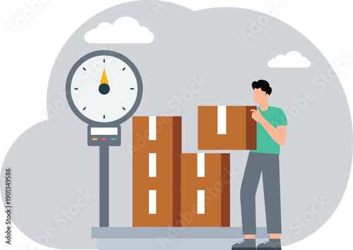 Parcel Weight,Modern electronic-digital cargo scales. Measuring device for cargo in the form of boxes