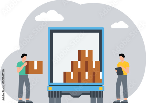 Delivery Truck,Box Truck Side view and Rear with space for text or your branding design