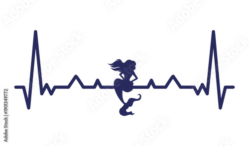 Heartbeat siren mermaid water nymph cardiogram stroke
