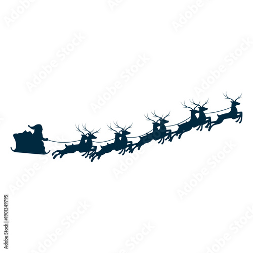 Santa claus deer sleigh sledge silhouette