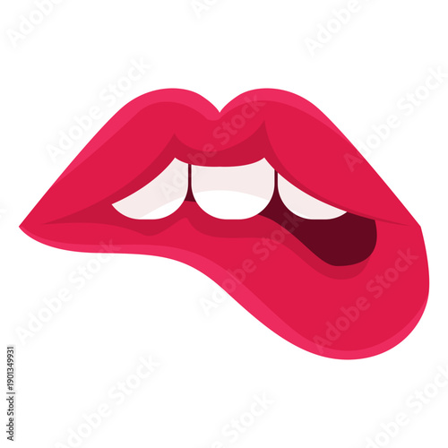 Female lips biting icon