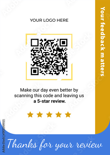 Review Us Online Stand with QR Code for Customer Feedback and 5 Star Rating