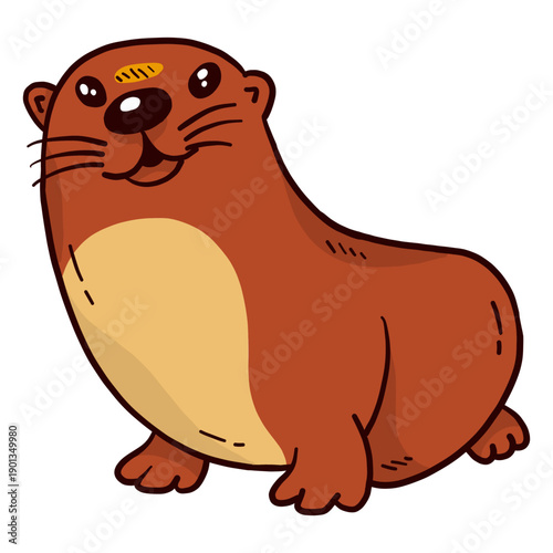 Cute otter river otter muzzle flat