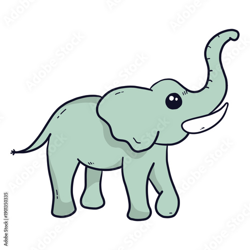 Cute elephant ivory ear trunk tail flat