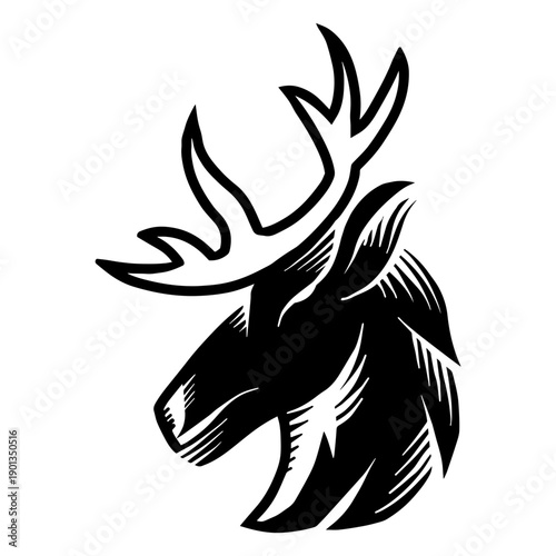 Deer antler silhouette detailed tattoo