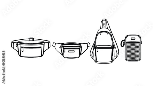 Various types of bags and backpacks for travel and daily use