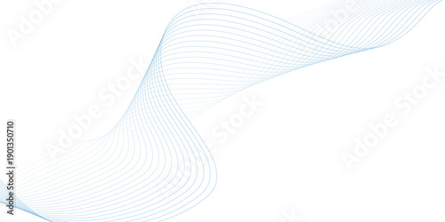 Abstract blue smooth wave on a white background. Dynamic sound wave. Design element. Vector illustration.