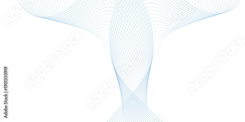 Abstract blue smooth wave on a white background. Dynamic sound wave. Design element. Vector illustration.