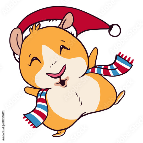 Winter dressed guinea pig cartoon