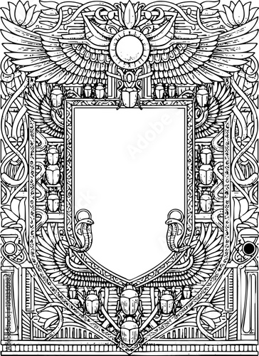 Detailed Ancient Egyptian Ornamental Frame and Border Illustration