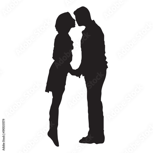Sweet kissing couple silhouette couple