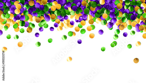 A festive celebration background layer of purple, green, and gold glitter