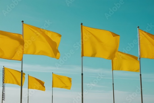 new Argentina's Independence Day Yellow flags waving in sky
