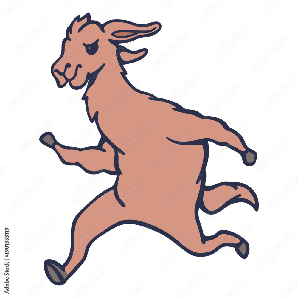 Fototapeta premium Llama running flat stroke