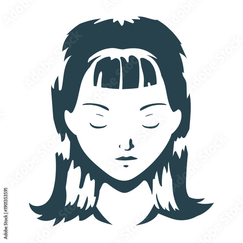 Woman hair face bob cut detailed silhouette