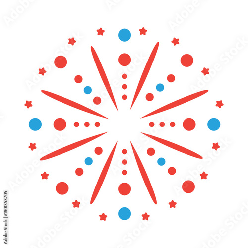 Salute firework ray beam star badge sticker