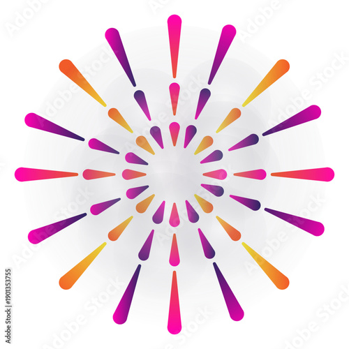 Thick sparks gradient 3 ring firework