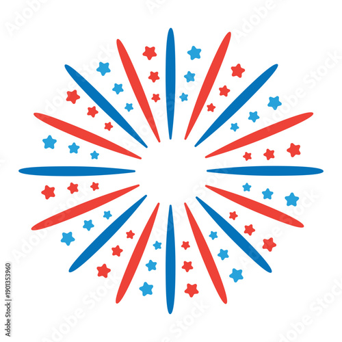 Firework salute ray beam star badge sticker