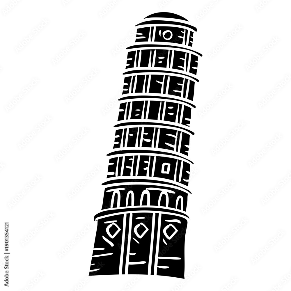 Obraz premium Tower of pisa tower detailed silhouette