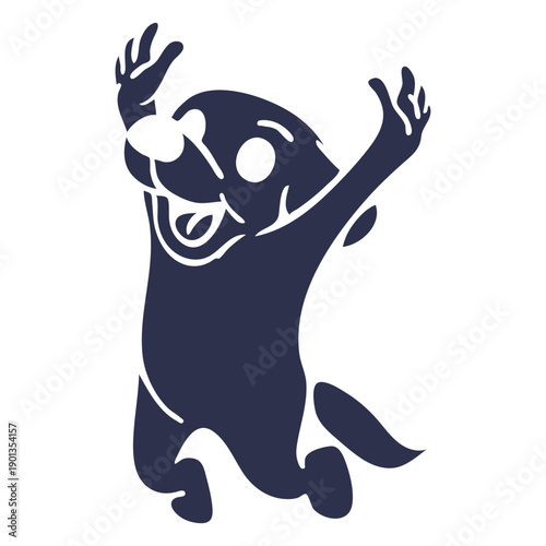 Dog jumping happy detailed silhouette