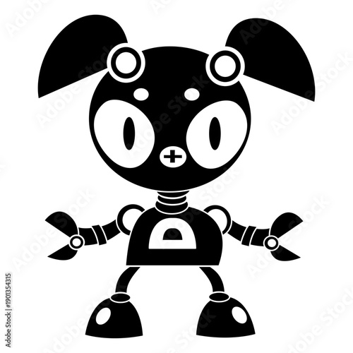 Cute pigtail robot cut out black