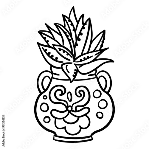 Aloe vera plant pot outline