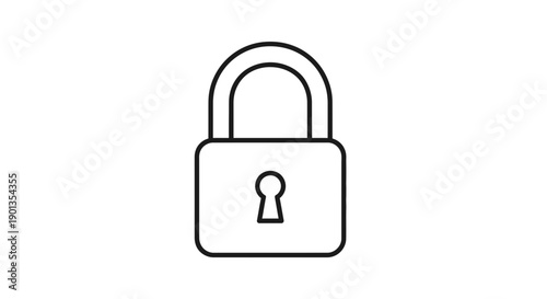 Simple outline icon representing a secured padlock with a distinct keyhole, symbolizing digital safety and authorized access control