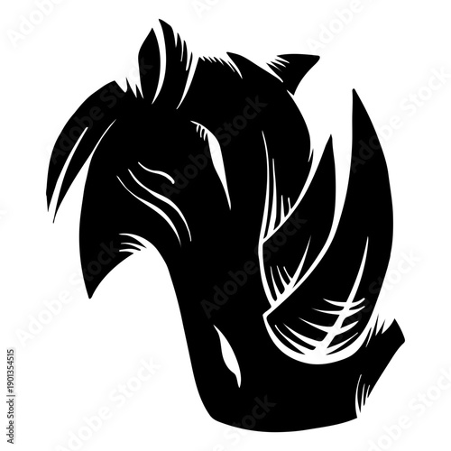 Rhino rhinoceros horn tattoo detailed silhouette