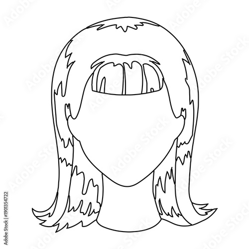 Woman hair face bob cut stroke