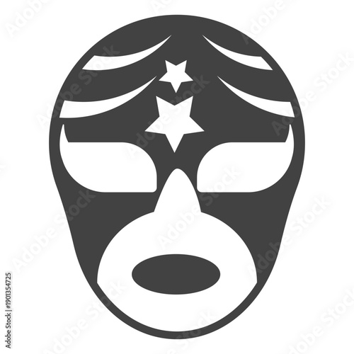 Luchador mask star silhouette detailed