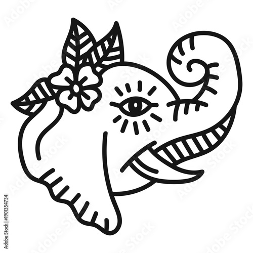 Elephant flower tattoo stroke