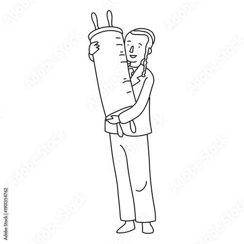 Boy jewish roll scroll stroke