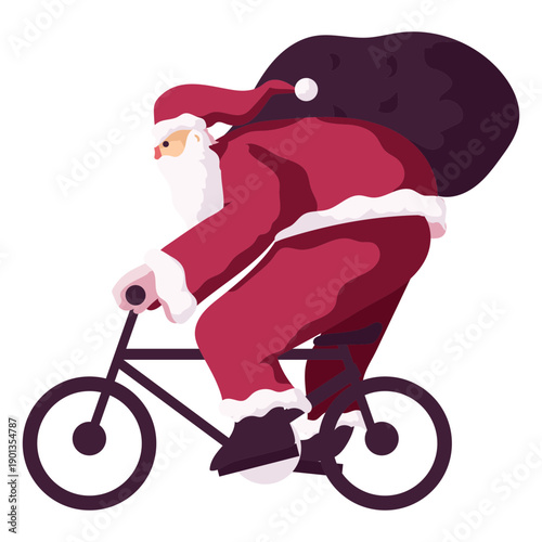 Santa claus bike cycle sack bag flat