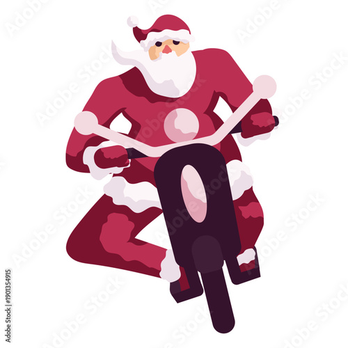 Santa claus motorcycle motorbike flat
