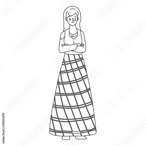 Woman scottish skirt stroke