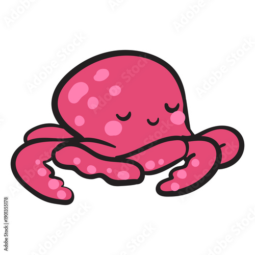 Cute purple octopus sleeping