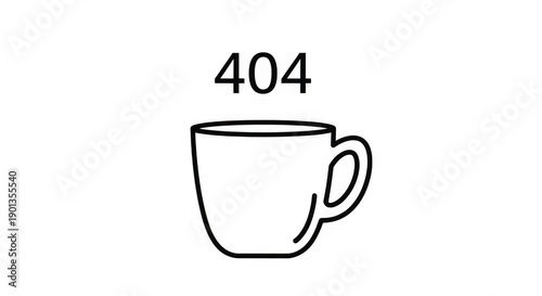 404 error page not found illustration with a coffee cup transparent background